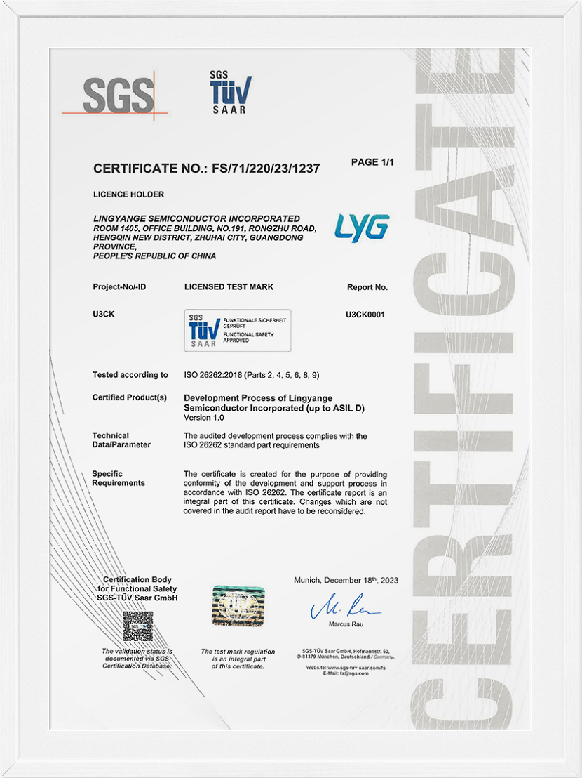 ISO26262 Functional Safety Process Certificate